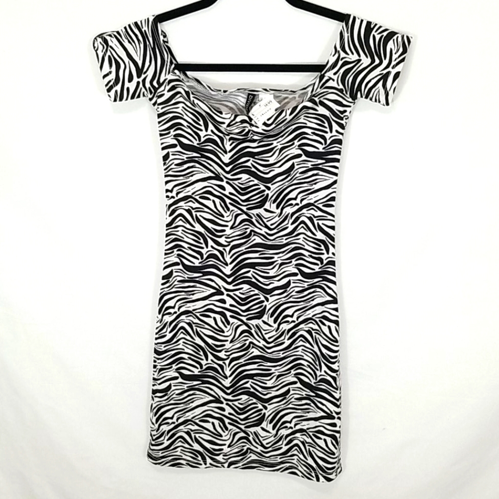 H&M Black & White Striped Dress
